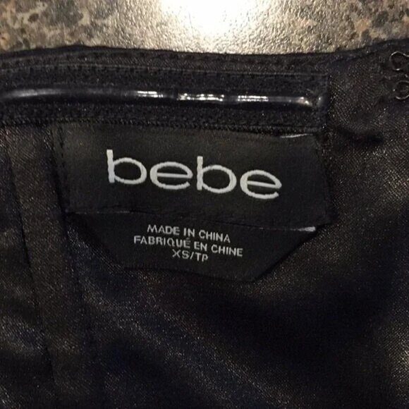 Bebe Strapless Blue & Black Tiered Mini Dress XS - Picture 4 of 5